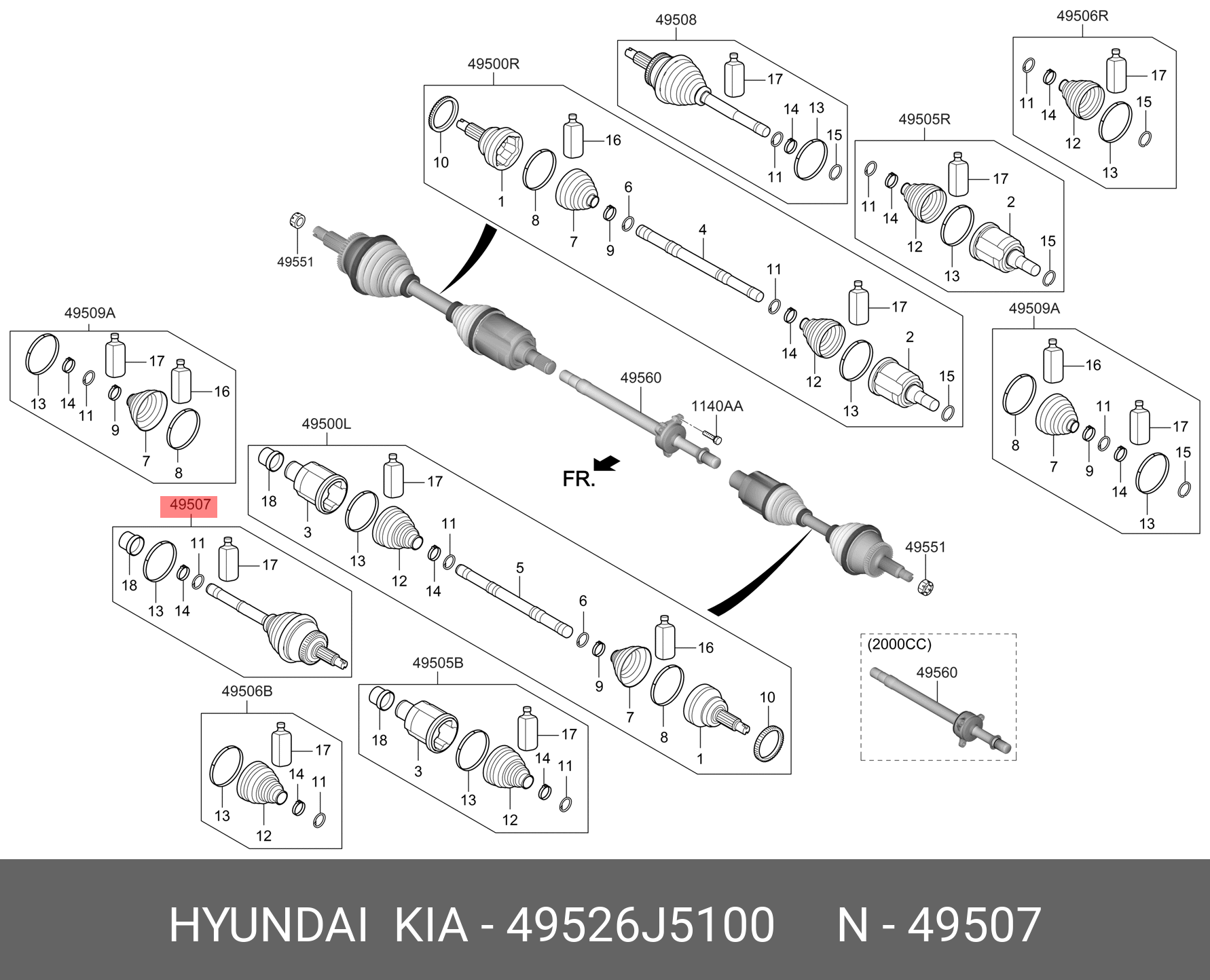 Шрус вала колеса - Hyundai/Kia 49526J5100