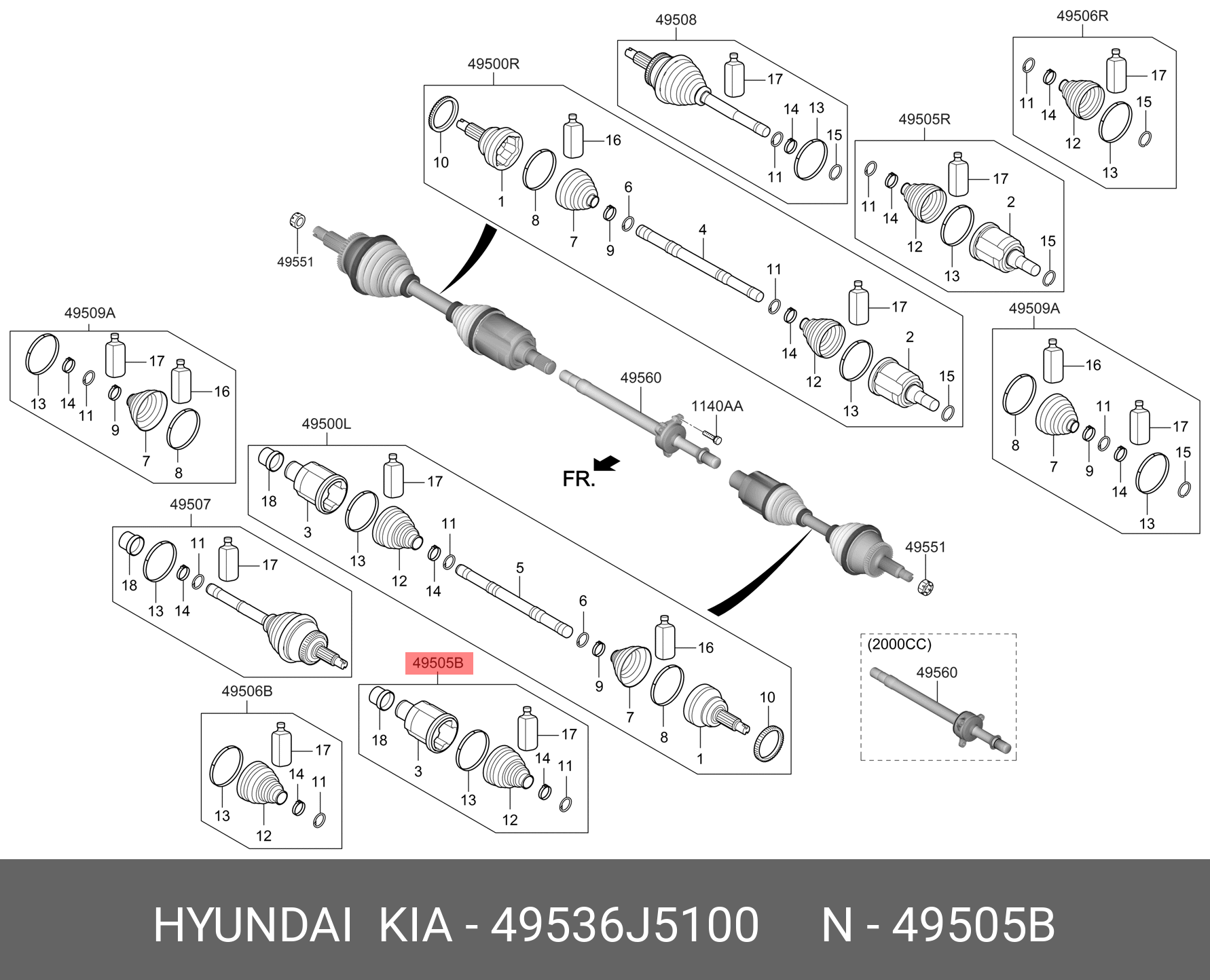 Шрус вала колеса - Hyundai/Kia 49536J5100