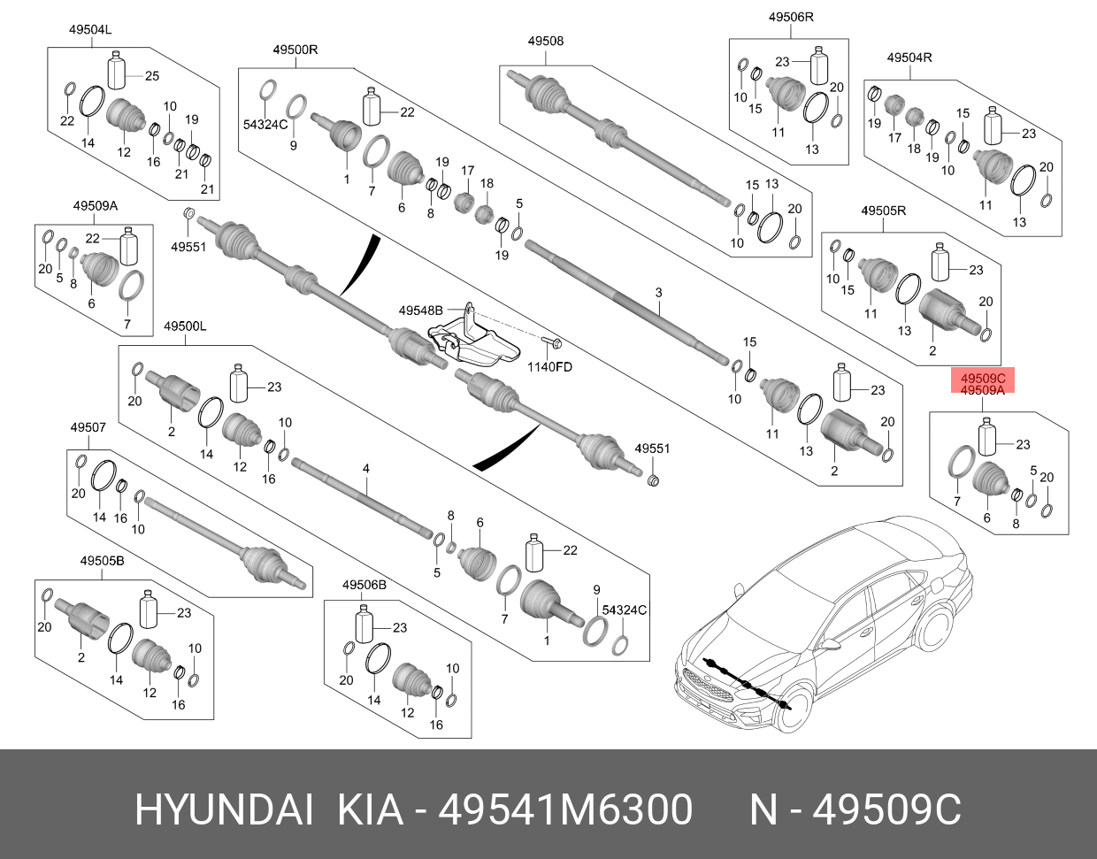 Пыльник шруса колеса, поставляется в комплекте с 2 хомутами, 1 демпфер - Hyundai/Kia 49541M6300