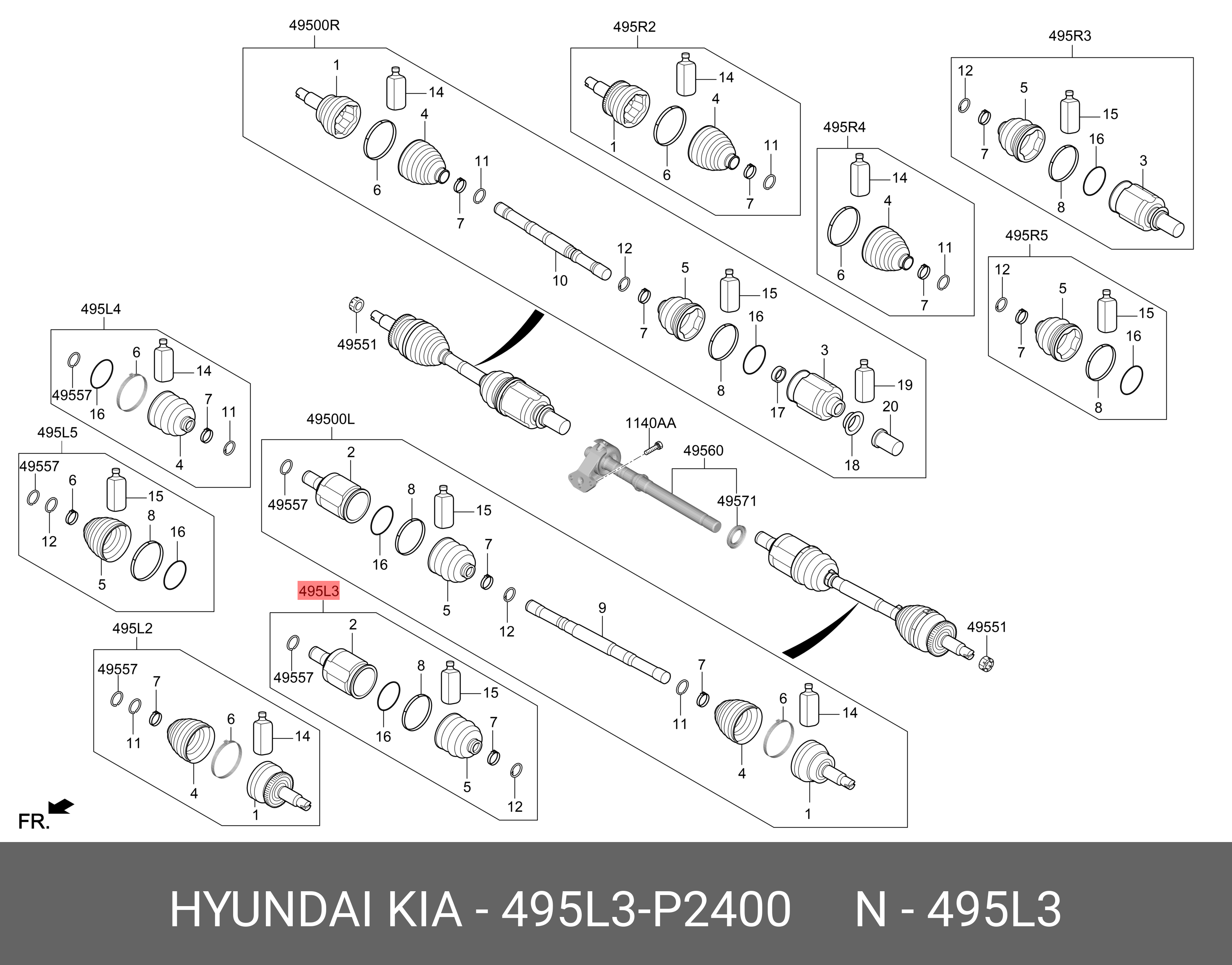 Шрус вала колеса - Hyundai/Kia 495L3P2400
