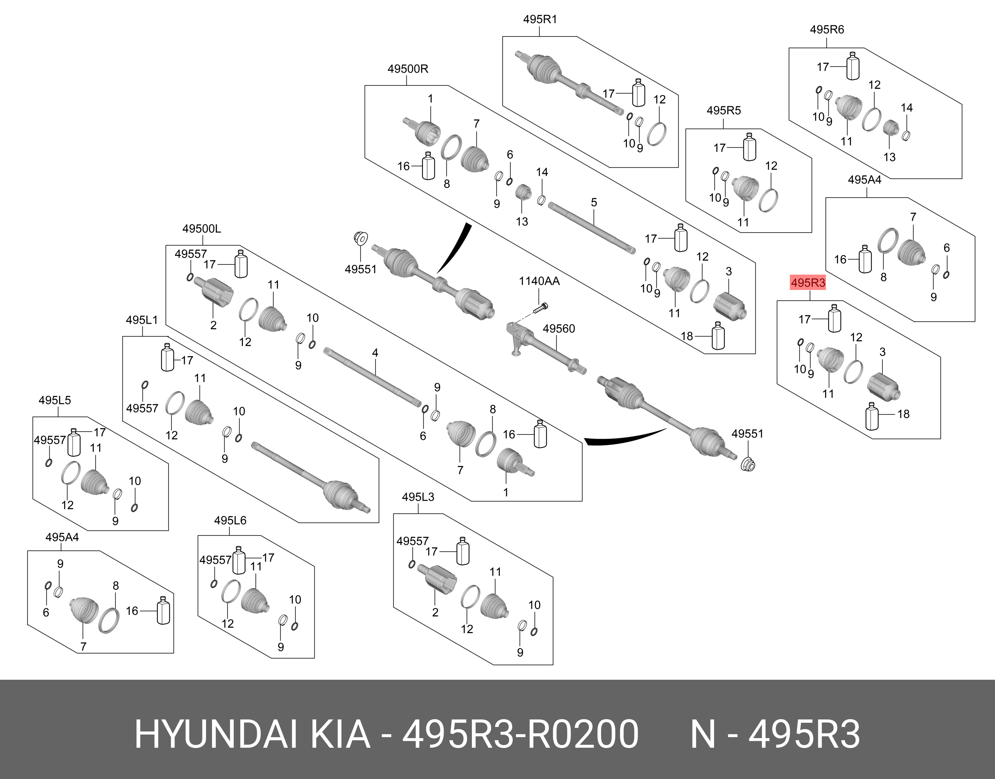 Шрус вала колеса - Hyundai/Kia 495R3R0200