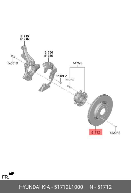 Тормозной диск | перед | - Hyundai/Kia 51712L1000
