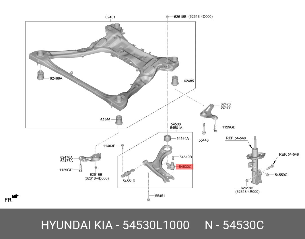 Опора шаровая | перед прав/лев | - Hyundai/Kia 54530L1000