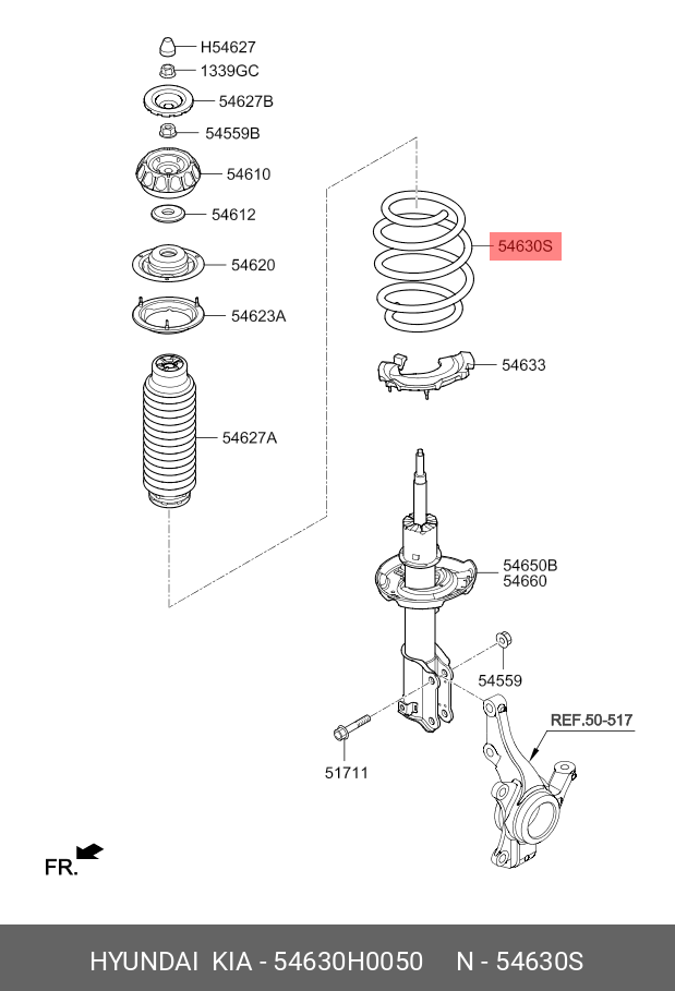 Пружина передняя - Hyundai/Kia 54630H0050