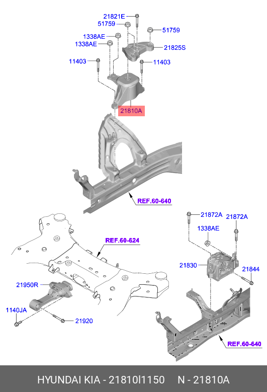 Опорный узел двигателя - Hyundai/Kia 21810L1150