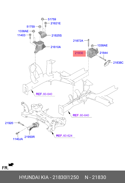 Опорный узел двигателя - Hyundai/Kia 21830L1250