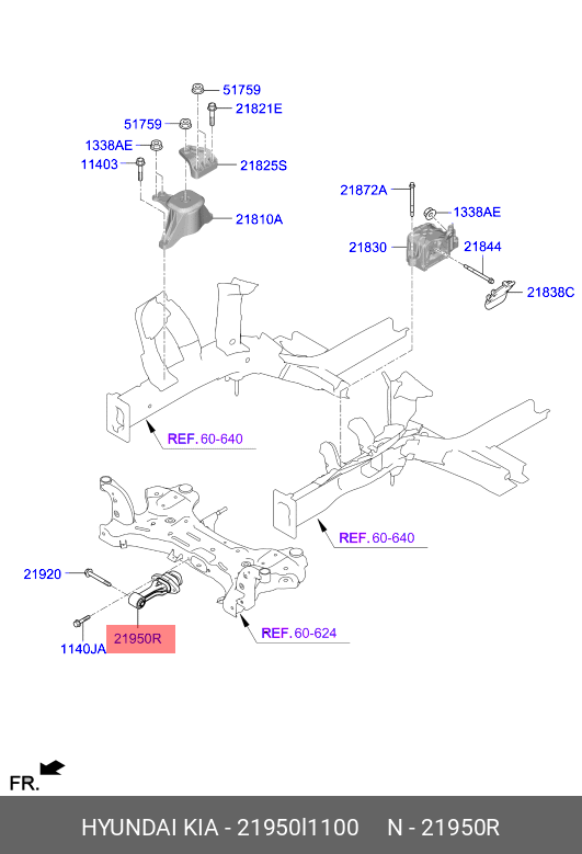 Опорный узел двигателя - Hyundai/Kia 21950L1100