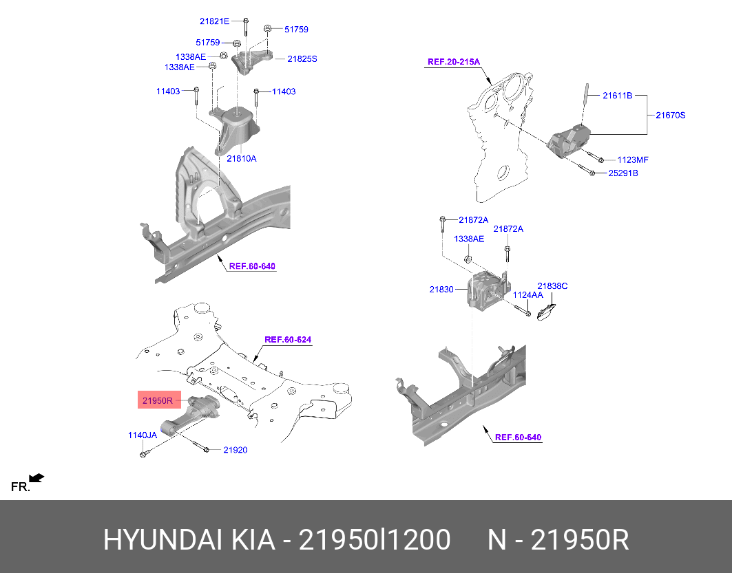 Опорный узел двигателя - Hyundai/Kia 21950L1200