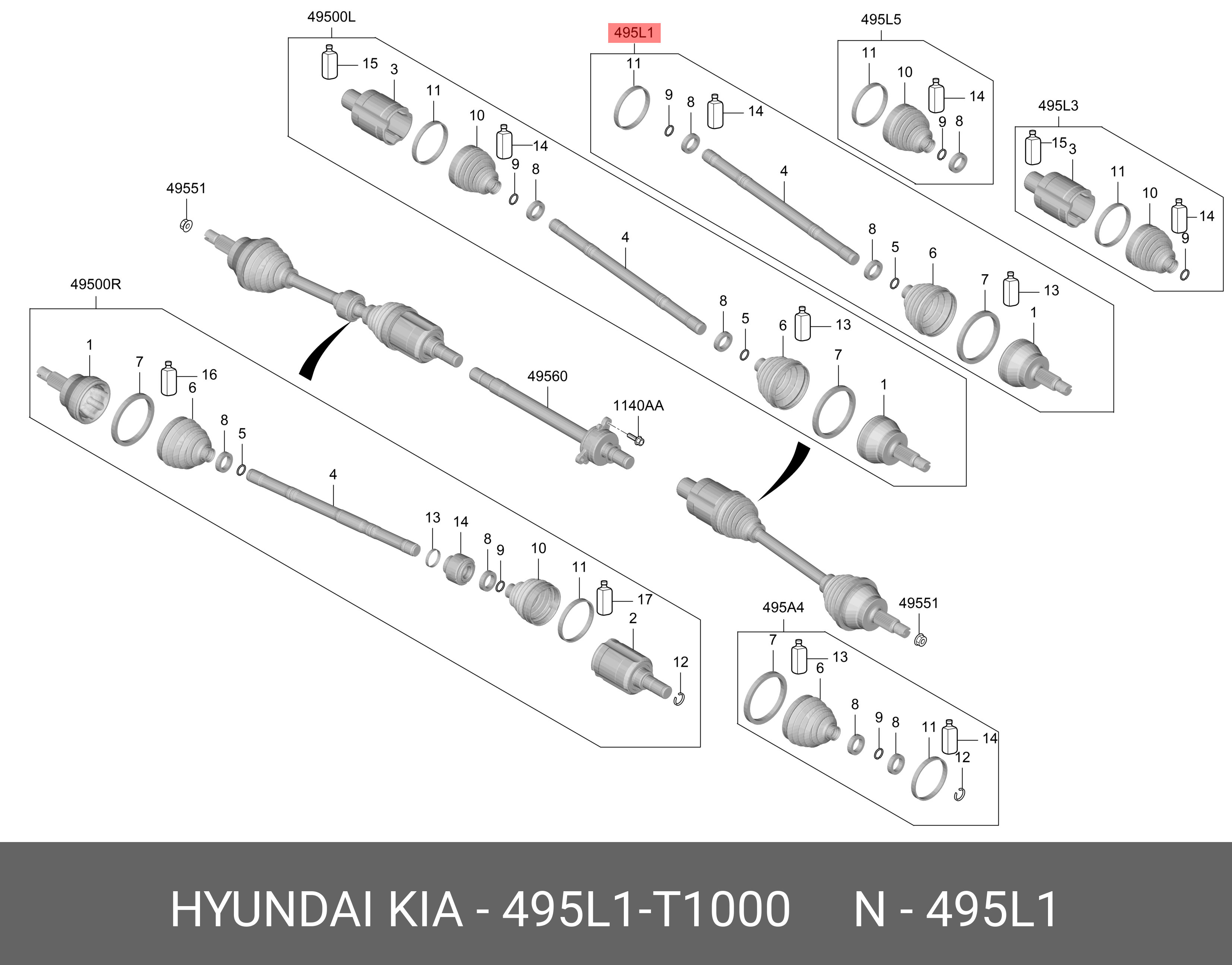 Шрус вала колеса - Hyundai/Kia 495L1T1000