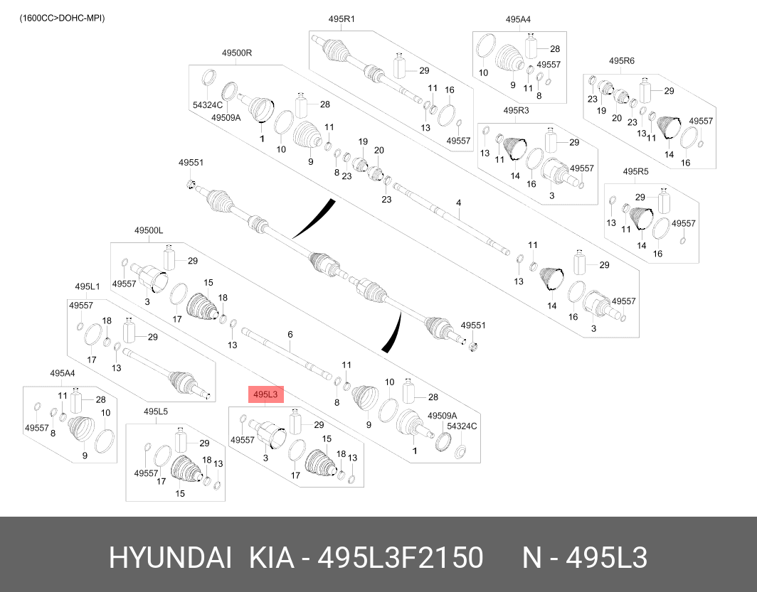 Шрус - Hyundai/Kia 495L3F2150