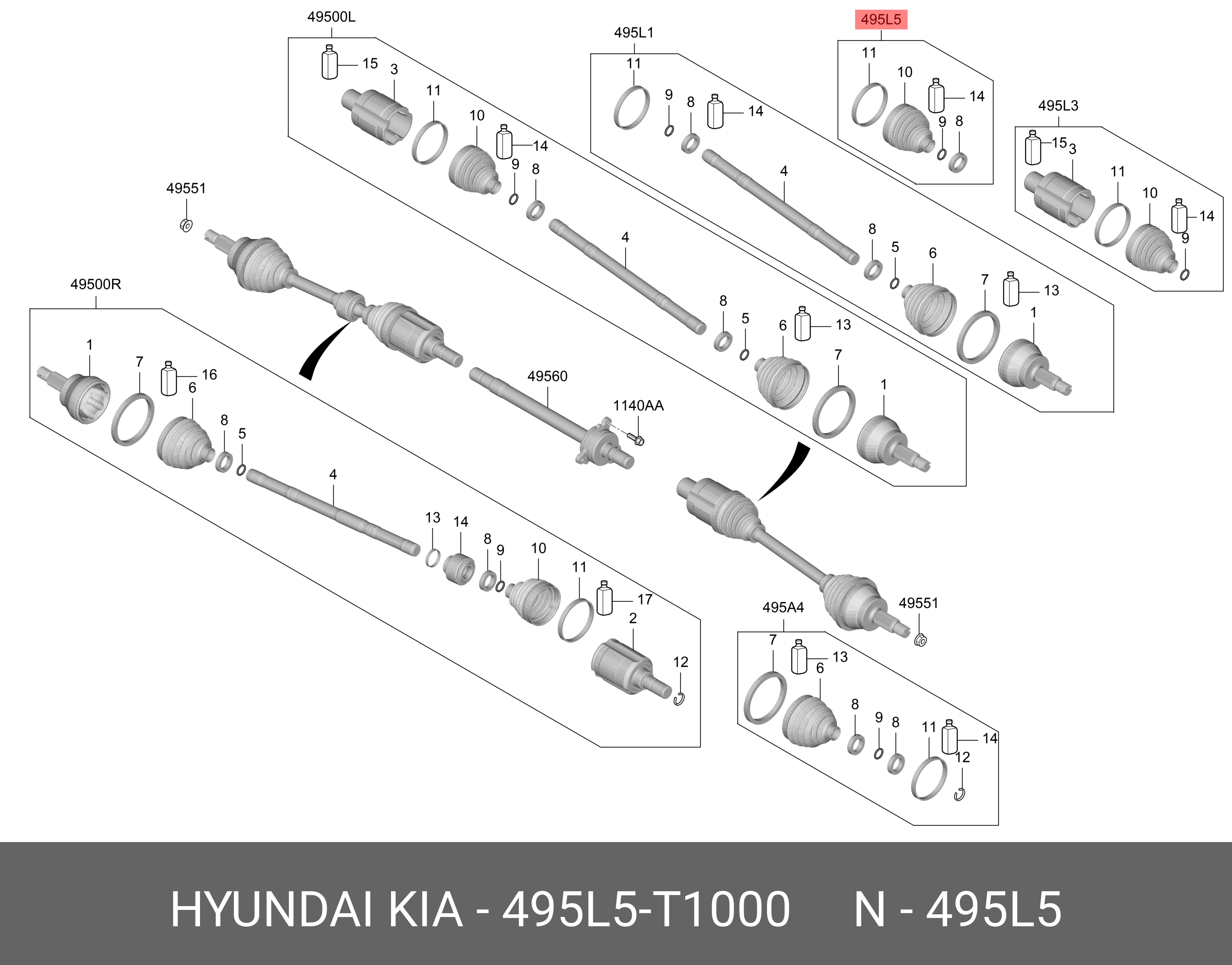 Пыльник шруса колеса - Hyundai/Kia 495L5T1000