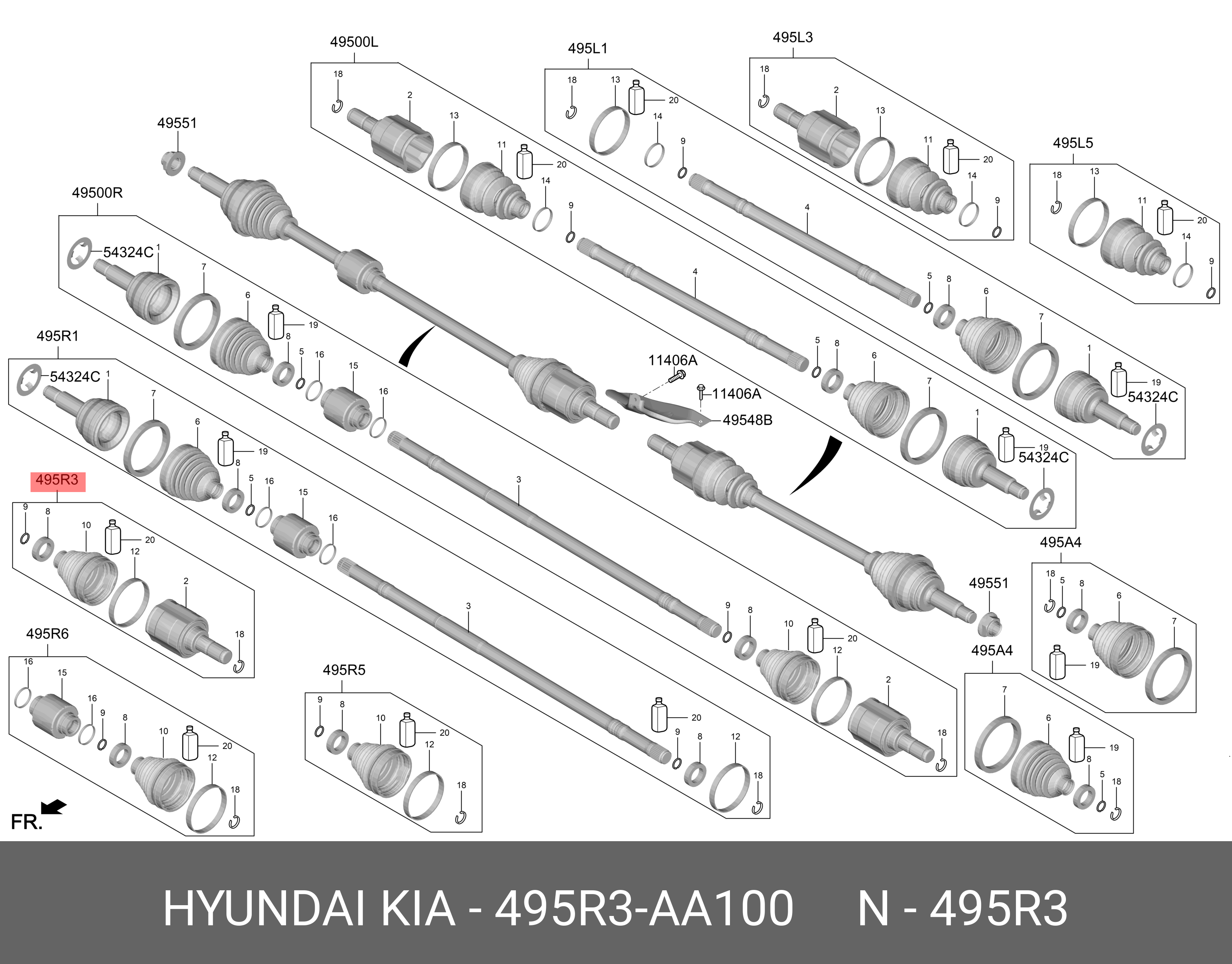 Шрус вала колеса - Hyundai/Kia 495R3AA100
