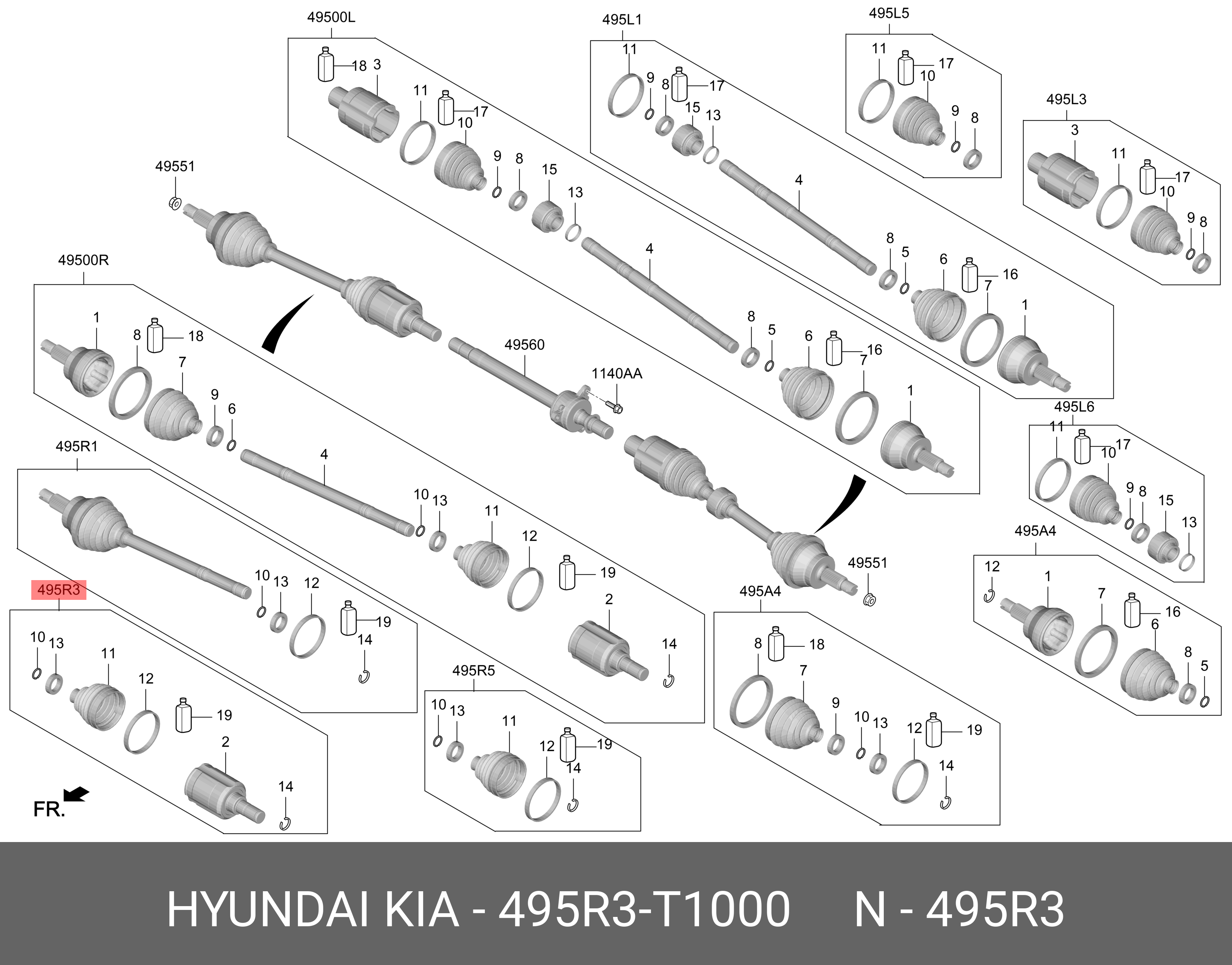 Шрус вала колеса - Hyundai/Kia 495R3T1000