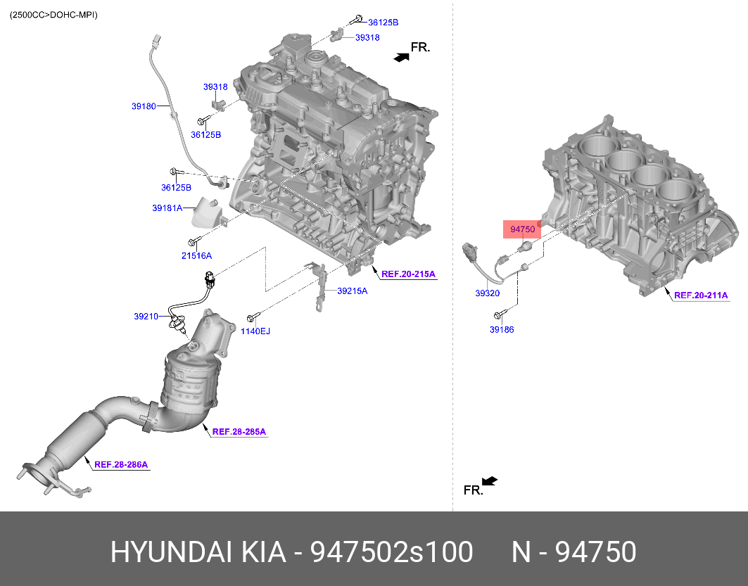 Датчик давления масла двигателя - Hyundai/Kia 947502S100