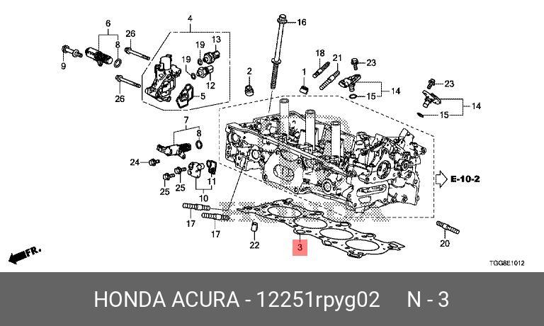 Прокладка ГБЦ  Civic x TypeR/Accord X, Acura RDX 2.0 17> - Honda 12251-RPY-G02