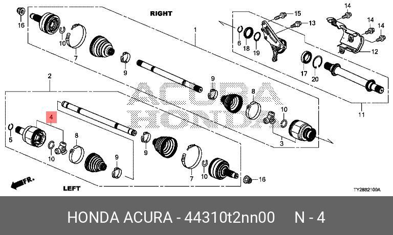 Шрус приводного вала внутренний - Honda 44310-T2N-N00