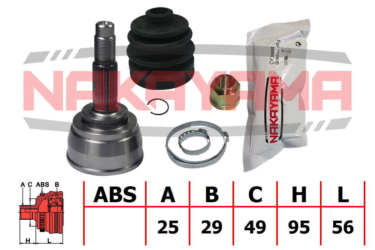 Шрус внешн. к-кт nissan cube III (z12), micra IV (k13), tiida (sc11x/c11x) 07- (25x29x151x49) - Nakayama NJ1587NY