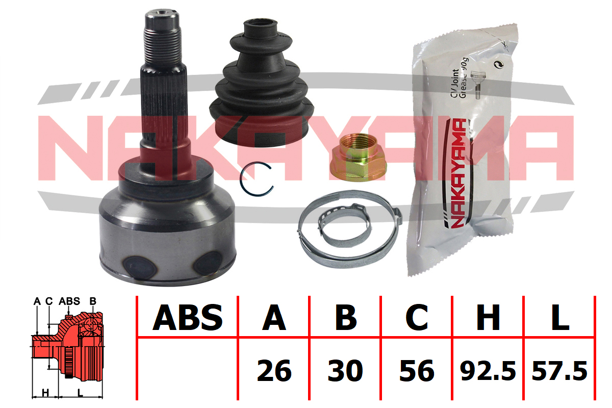 Шрус внешн. к-кт Mazda 323 BG 1.8 90-94 (26x30x150x56) Nakayama NJ398NY