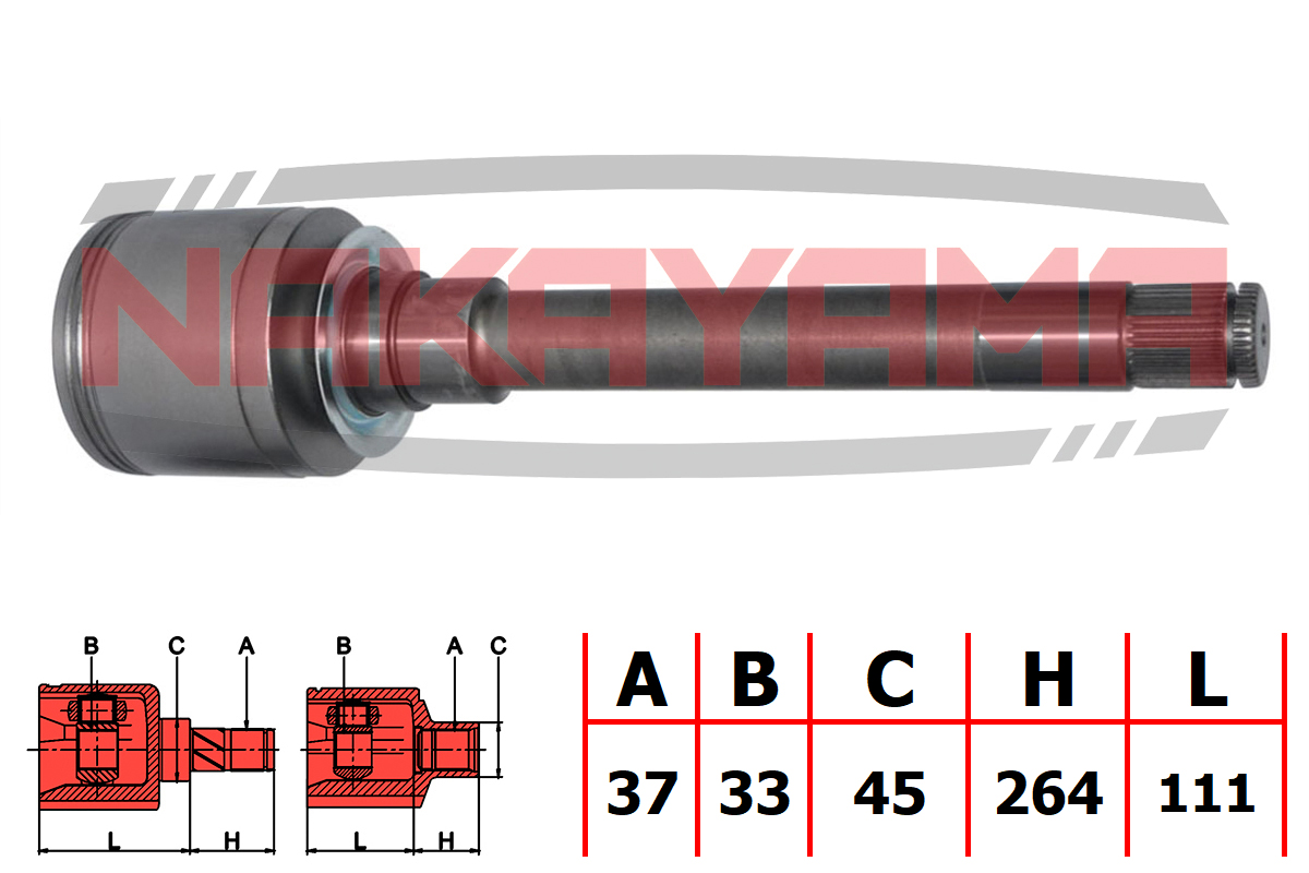 Шрус внутр. правый к-кт MB ML II (w164) 05-11, (w166) 11- (37x33x45x375) - Nakayama NJ7294NY