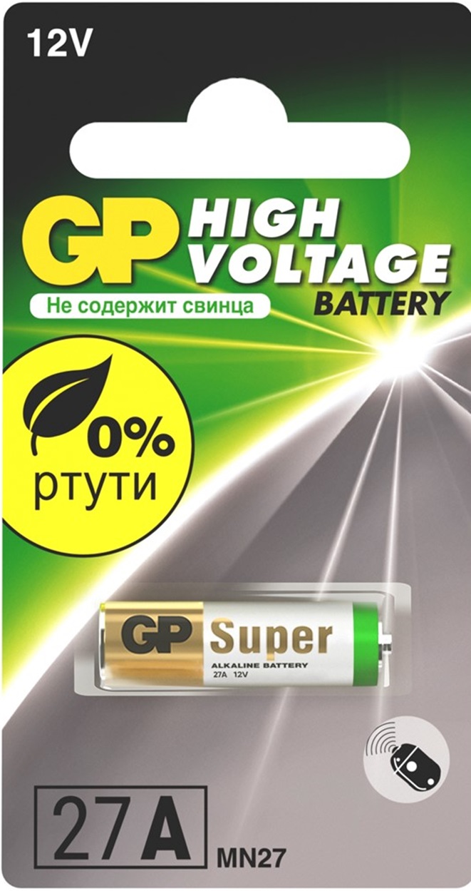 Батарейка a27/mn27 12V для брелоков сигнализаций щелочная 1 шт. - GP Batteries GP27AF-2C1