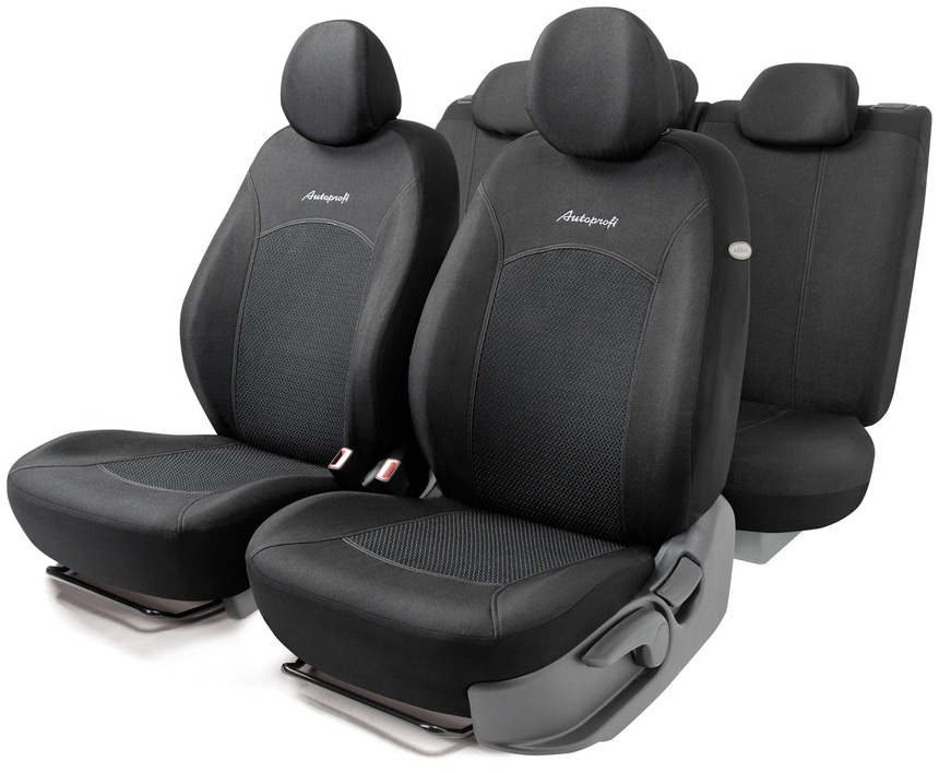 Чехлы автомоб. jacqard жаккард 11 предм 2 молн чёрные airbag - Autoprofi JAC-1102 Attache
