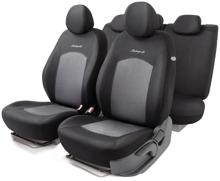 Чехлы автомоб. jacqard жаккард 11 предм 2 молн чёрн/серые airbag - Autoprofi JAC-1102 Diamond