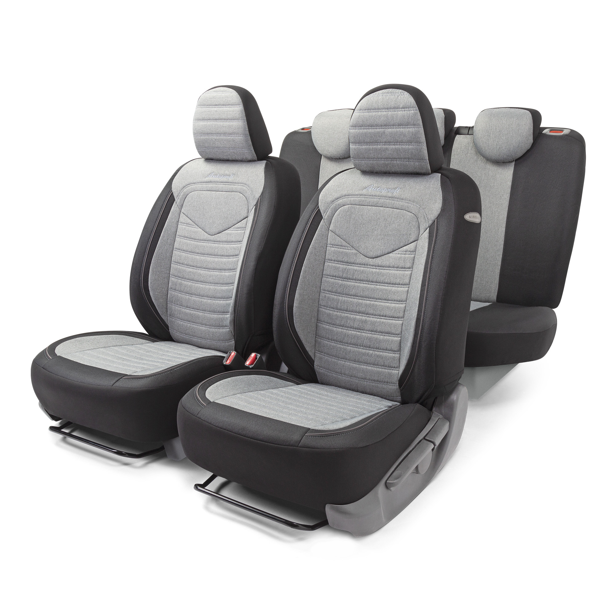 Чехлы автомоб. linen лён 15 пред 4 мол чёрн/св.серые airbag - Autoprofi LIN-1505 BK/L.GY