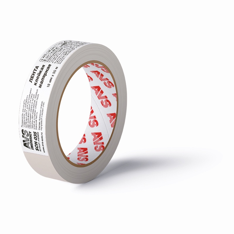 Лента клейкая малярная sch-035 18 mm x 50 m (бежевый) - AVS A40585S