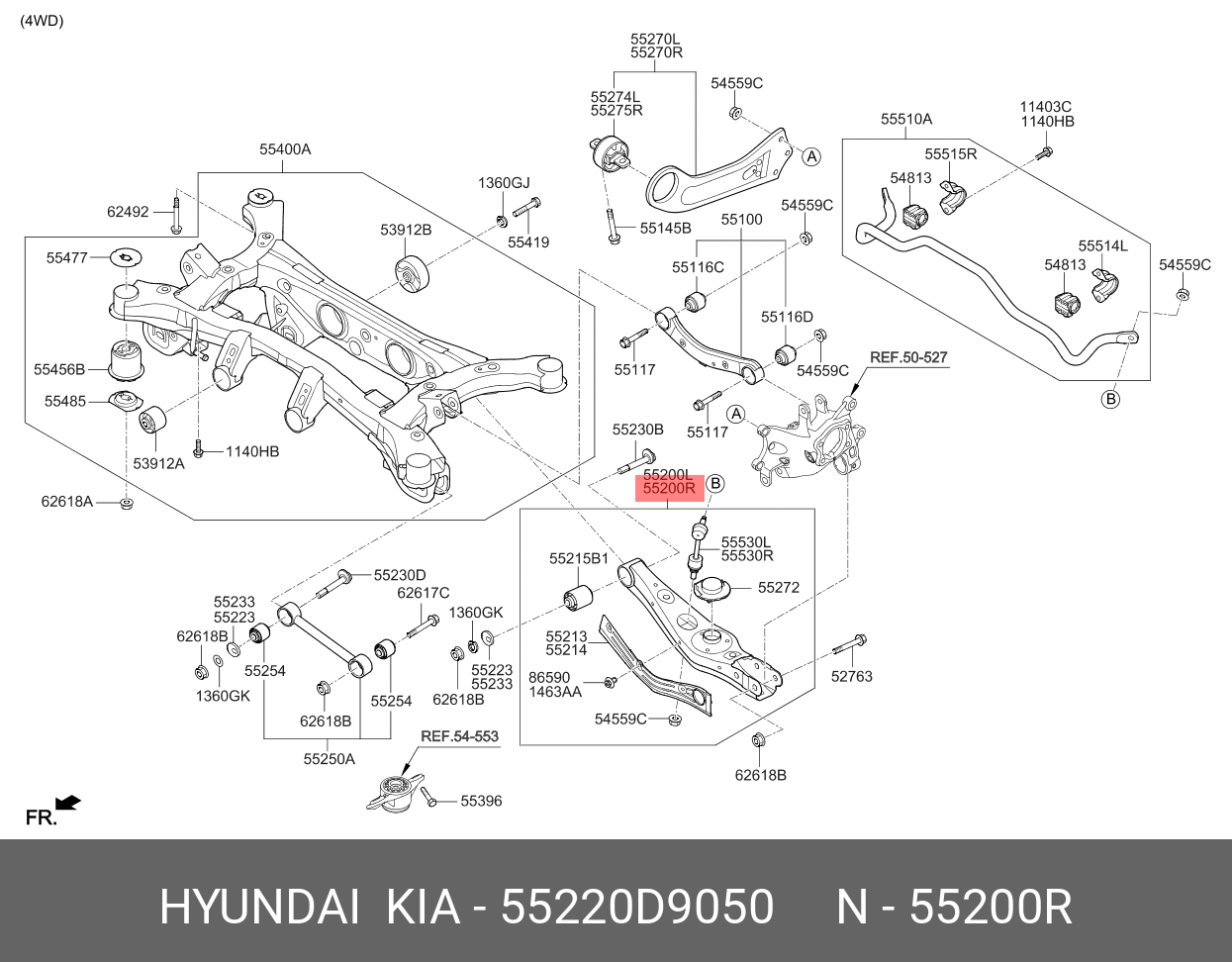 Сайлентблок балки - Hyundai/Kia 55220 D9050