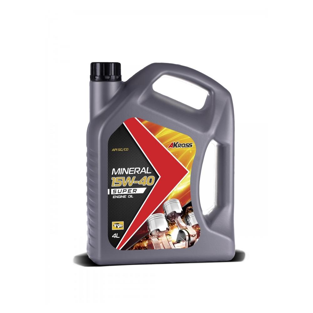 Масло моторное минеральноеьное super 15w-40 sg/cd 4 л - Akross AKS0014MOM