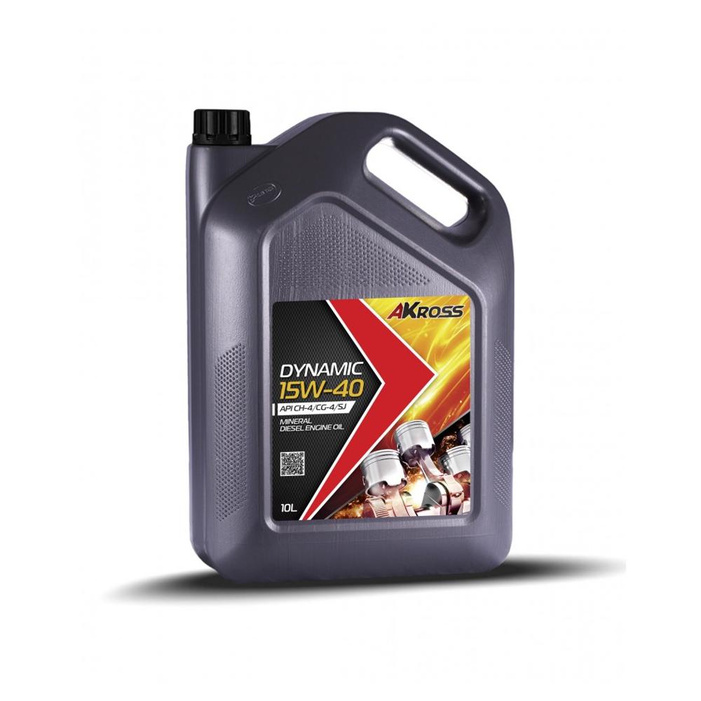 Масло моторное минеральноеьное dynamic 15w-40 ch-4/cg-4/sj/e5 10л - Akross AKS0024MOM