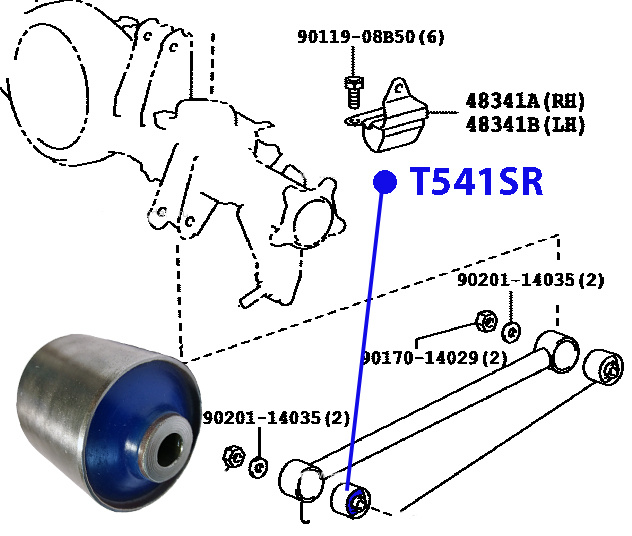 Сайлентблок заднего продольного рычага - ФОРТУНА T541SR