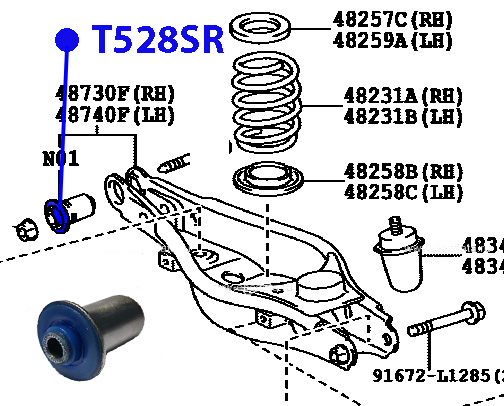 Сайлентблок заднего рычага - ФОРТУНА T528SR