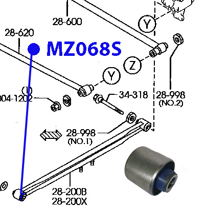 Сайлентблок задней продольной тяги - ФОРТУНА MZ068S