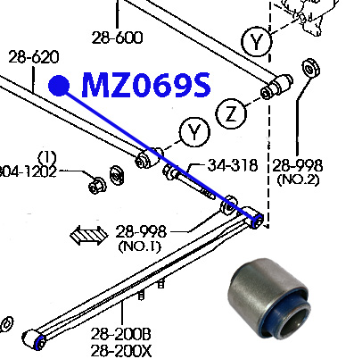 Сайлентблок задней продольной тяги - ФОРТУНА MZ069S