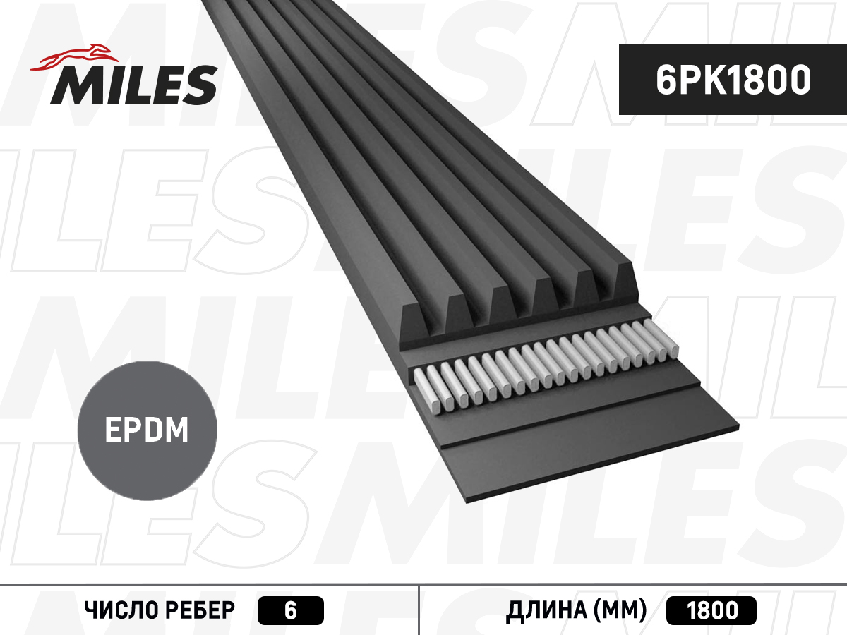 Ремень приводной поликлиновой - Miles 6PK1800