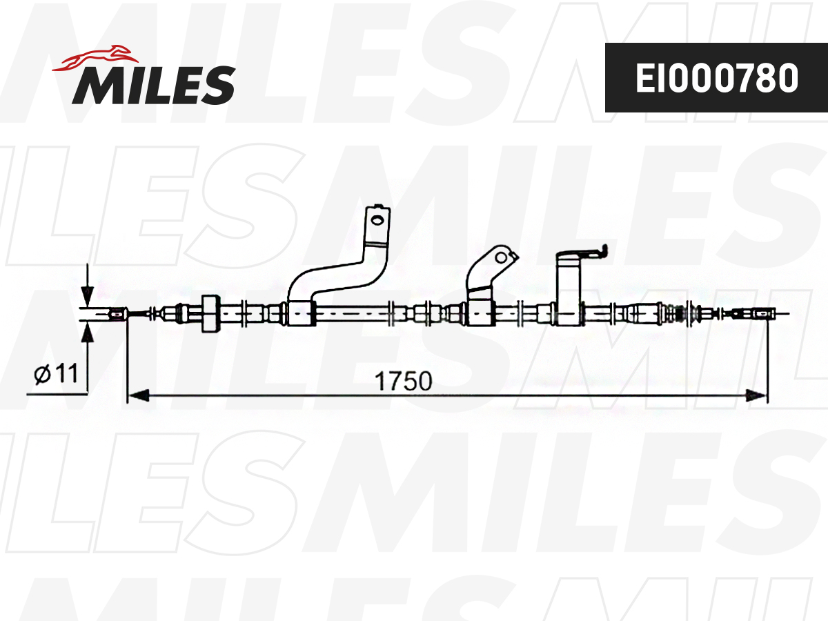 Трос стояночного тормоза Hyundai accent,solaris/kia RIO -правый - Miles EI000780