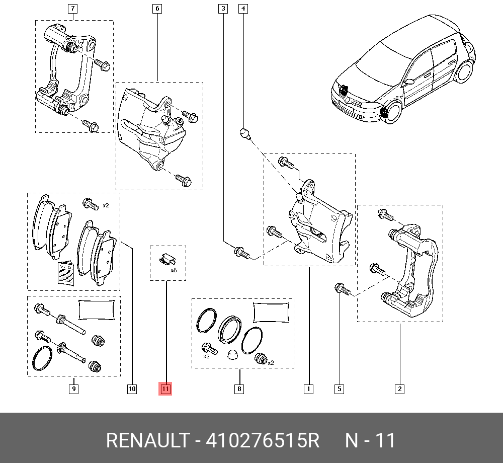 Ремкомплект тормозного  суппорта - Renault 410276515R