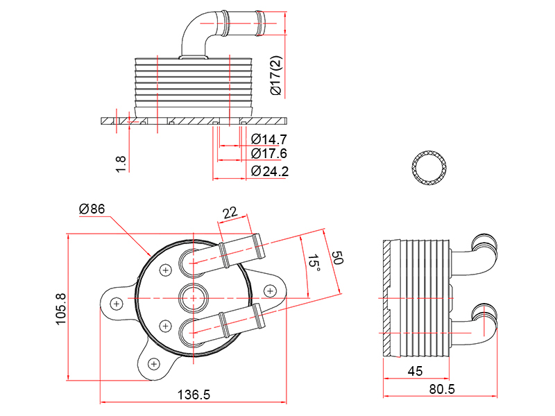 Радиатор масляный акпп mazda 3 13-/mazda 6 12-/cx-5 11- - SAT STFZ01199F0