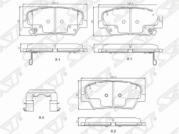 Колодки тормозные перед hyundai elantra 15- - SAT ST58101F2A00