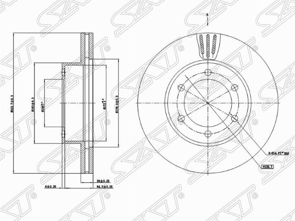 Диск тормозной перед toyota tundra uck45 00-07 - SAT ST435120C011