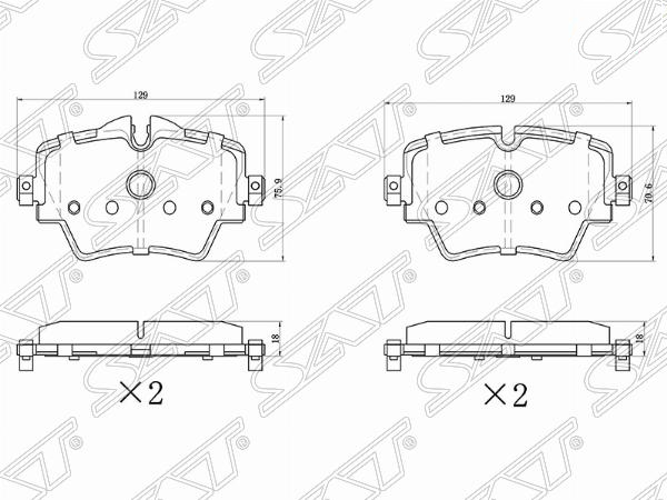 Колодки тормозные перед BMW X1 F48 16-x2 F39 17-5 F90 16- | перед | - SAT ST34106860019