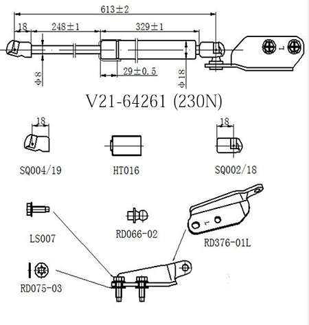 Амортизатор багажника   v21-64261 - JETT V2164261
