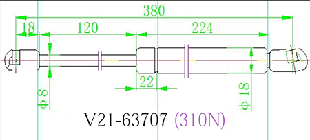 Амортизатор капота v21-63707 - JETT V2163707