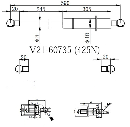 Амортизатор багажника v21-60735 - JETT V2160735