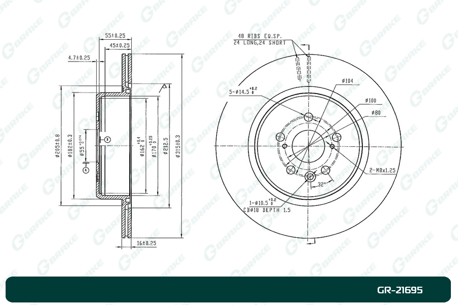 Диск тормозной gr-21695 - G-brake GR21695