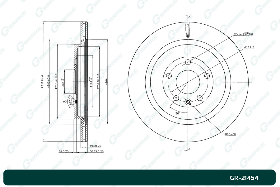 Диск тормозной вентилируемый   gr-21454 - G-brake GR21454