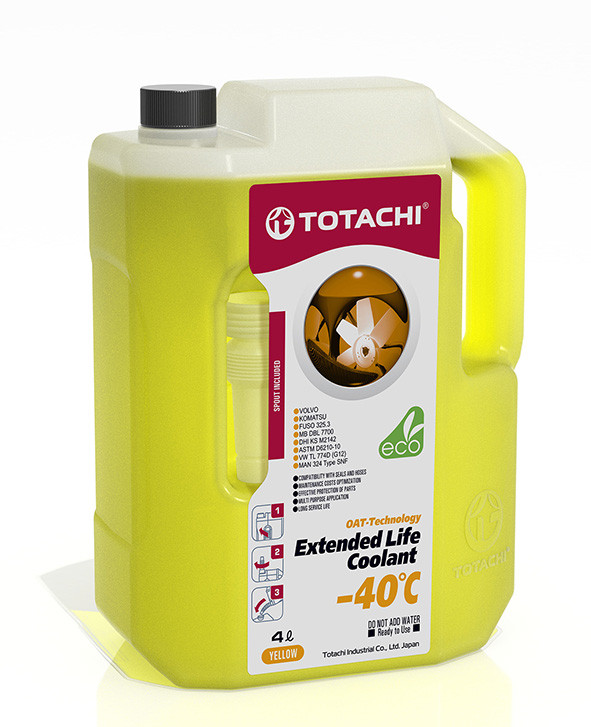 Антифриз, готовый раствор ELC -40°c жёлтый 4л - Totachi 43704