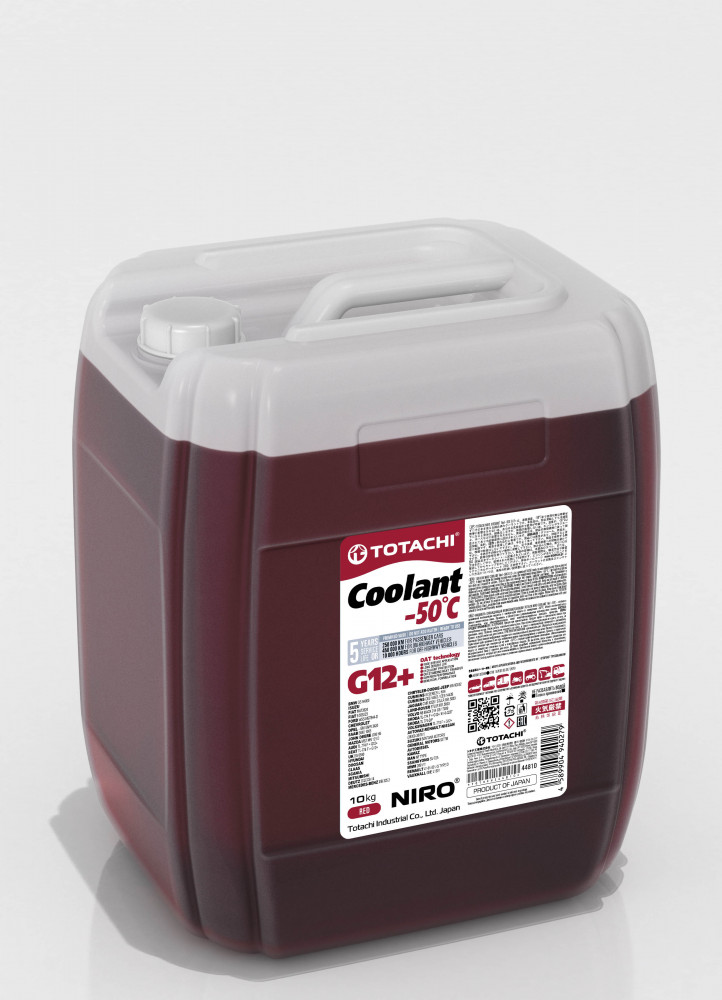 Антифриз, готовый раствор niro coolant g12+ -50°c красный 10кг - Totachi 44810
