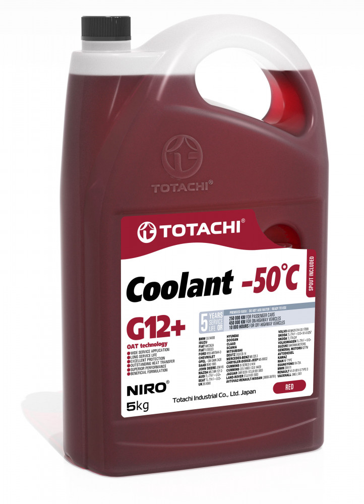 Антифриз, готовый раствор niro coolant g12+ -50°c красный 5кг - Totachi 44805